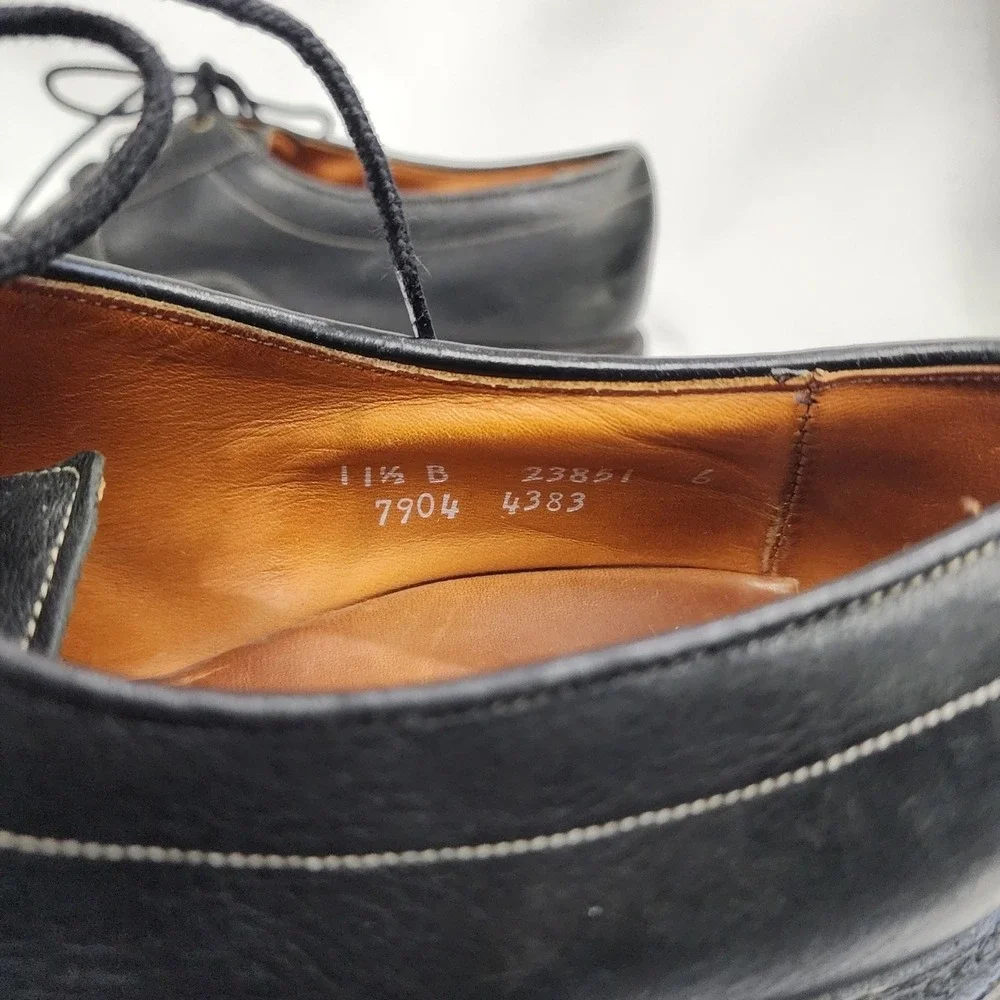 Allen Edmonds Mapleton Mens 11.5 B Derby Black Leather Bike Toe Dress Shoes